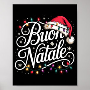 Italienische Familien-Weihnachtslichter Rote Santa Poster