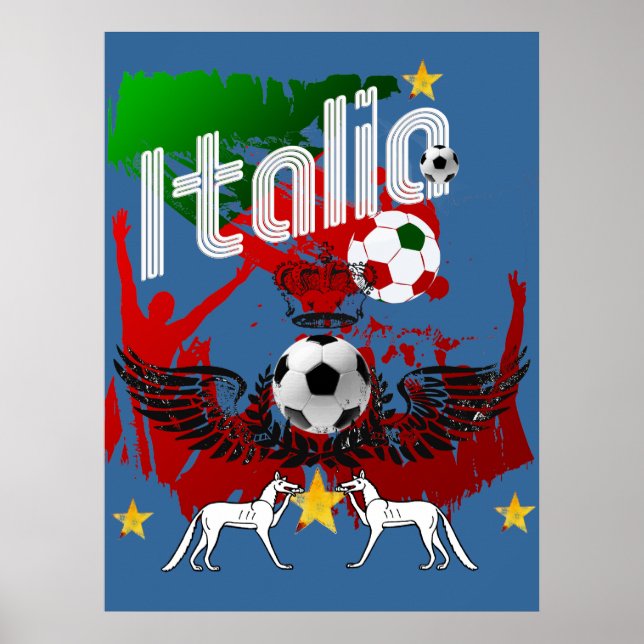 Italienische Fans calcio Azzurri Italien Sportfans Poster (Vorne)
