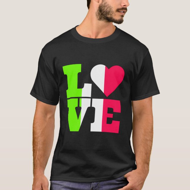 Italienische Farbenflagge Herzliche Liebe Italien T-Shirt (Vorderseite)