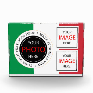 Italienische Flag Foto Block & Italien Glasrahmen