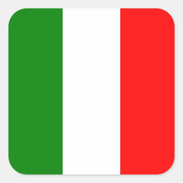 Italienische Flagge: Bandiera d'Italia Tricolore Quadratischer Aufkleber (Vorderseite)