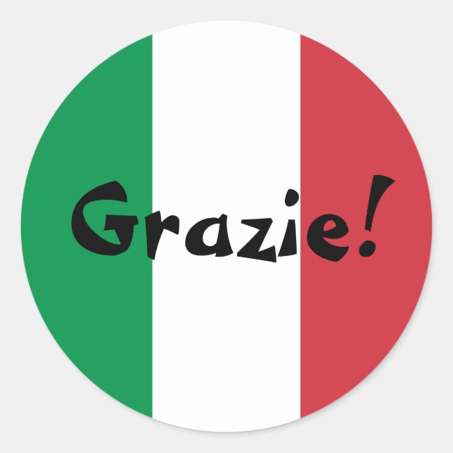 Italienische Flagge Danke Grazie! Runder Aufkleber (Vorderseite)