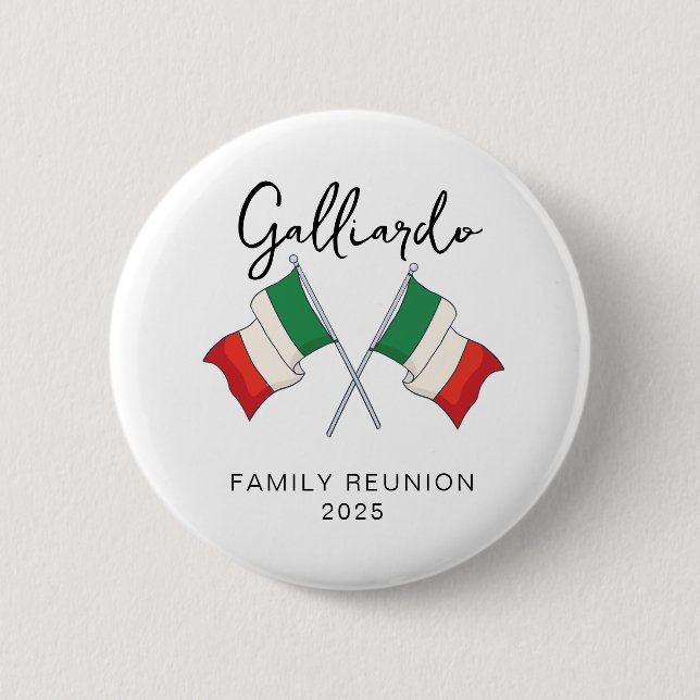 Italienische Flagge Familienzusammenkunft  Button (Vorderseite)