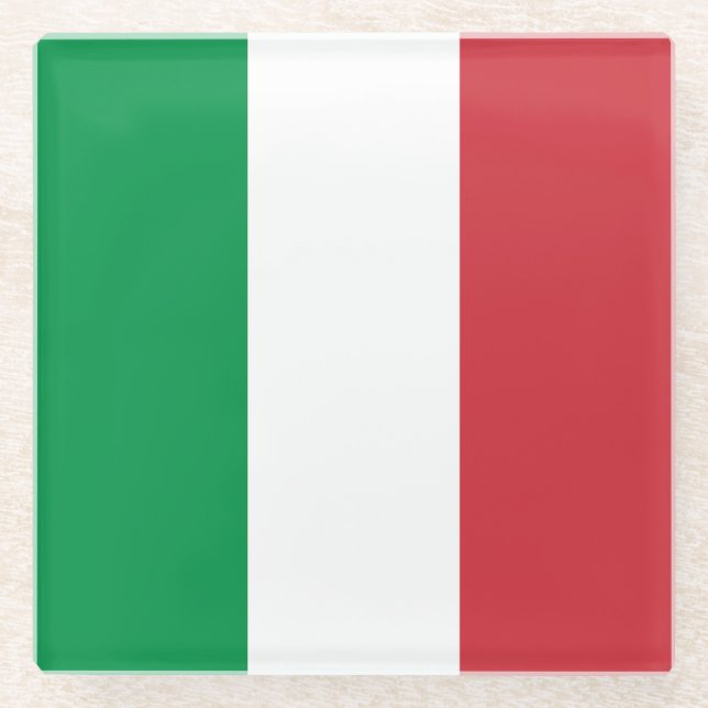 Italienische Flagge Glasuntersetzer (Vorderseite)