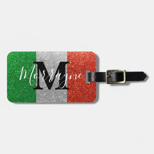 Italienische Flagge Glitzer Rom Venedig Italien Re Gepäckanhänger (Vorderseite horizontal)