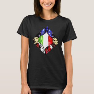 Italienische Flagge Halbamerikanischer Halbitalien T-Shirt