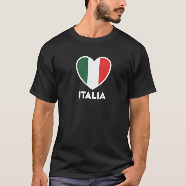 Italienische Flagge Herz Grün Weiß rot T-Shirt (Vorderseite)