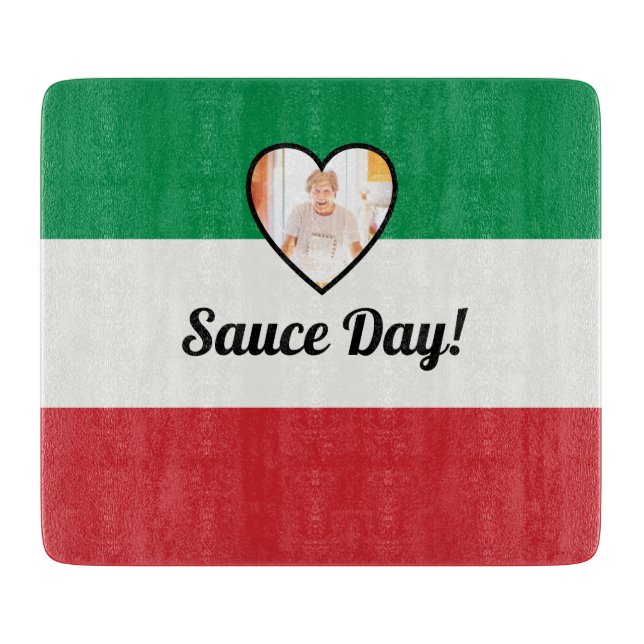 Italienische Flagge Herzlich Willkommen Foto Sauce Schneidebrett (Vorderseite)