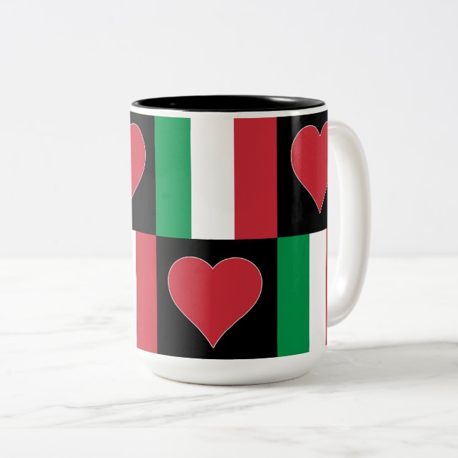 Italienische Flagge Herzmuster Patriotischer Itali Zweifarbige Tasse (VorderseiteRechts)