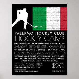 Italienische Flagge, Hockey-Spieler, Campingwerbun Poster
