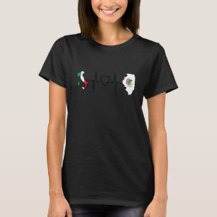 Italienische Flagge Italien Illinois Herzschlag T-Shirt