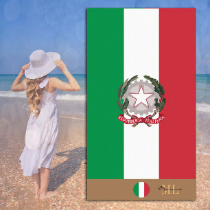 Italienische Flagge / Italien mit Monogramm / Stra Strandtuch