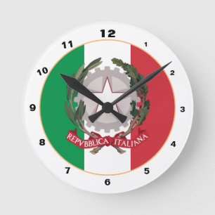 Italienische Flagge / Italien Zuhause sport / Desi Runde Wanduhr