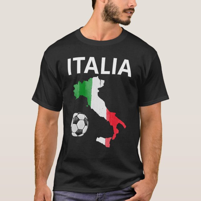 Italienische Flagge Italienische Karte Fußball Ita T-Shirt (Vorderseite)