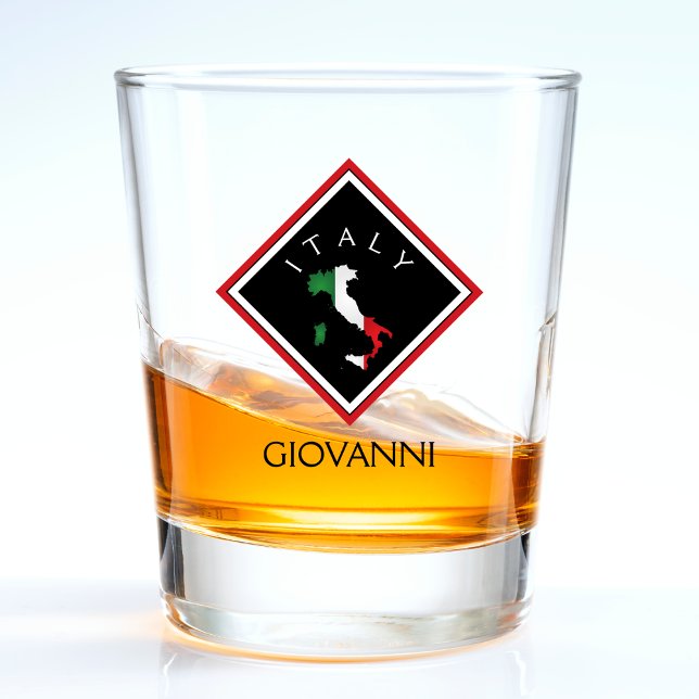 Italienische Flagge Italienische Karte Schwarzer D Schnapsglas (italy map shot glass)