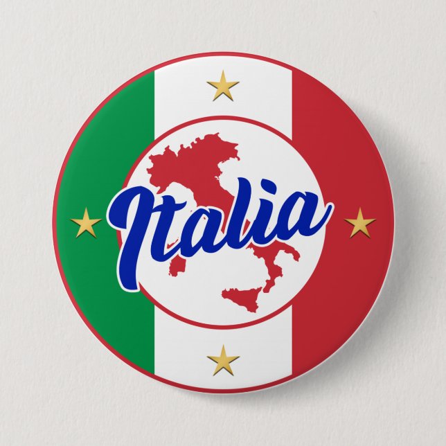 Italienische Flagge & Karte Button (Vorderseite)