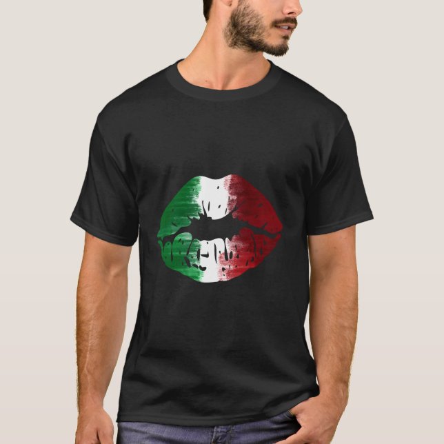 Italienische Flagge Küss Ich bin italienische Lipp T-Shirt (Vorderseite)
