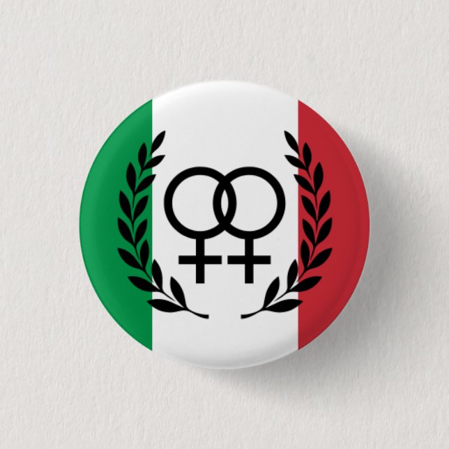 Italienische Flagge Lesbischer Stolz Pin mit Lorbe Button (Vorderseite)