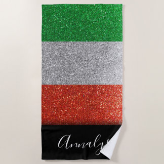 Italienische Flagge Mailand Glitzer Sommer Party Strandtuch