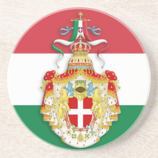 Italienische Flagge mit Abzeichen des Königreichs Getränkeuntersetzer