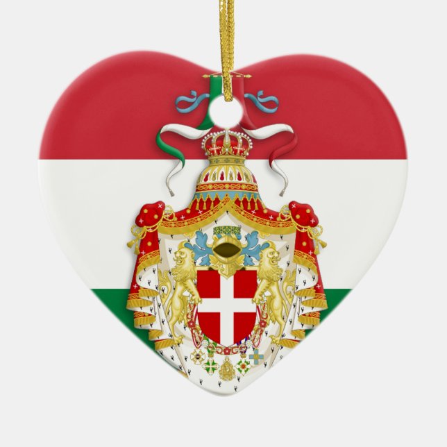 Italienische Flagge mit Abzeichen des Königreichs  Keramik Ornament (Vorne)