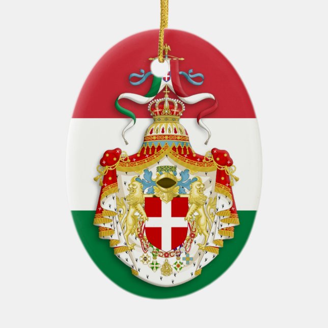 Italienische Flagge mit Abzeichen des Königreichs  Keramik Ornament (Vorne)