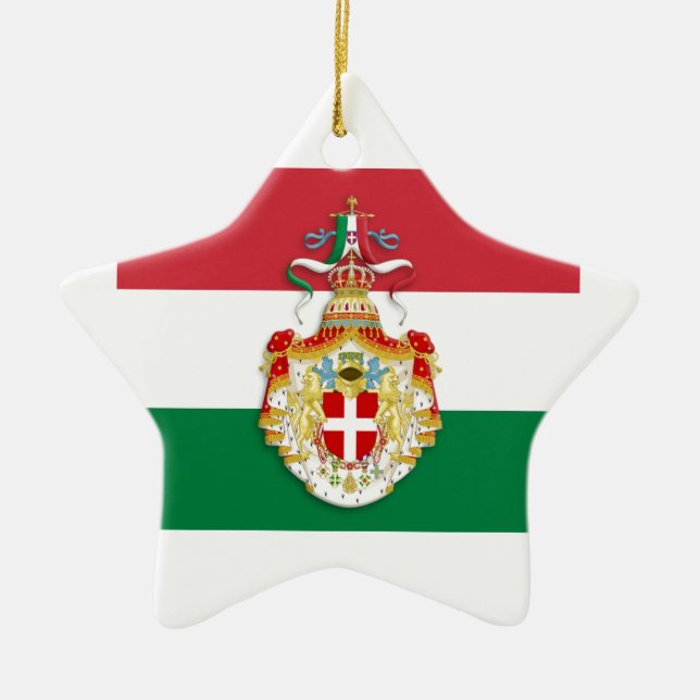 Italienische Flagge mit Abzeichen des Königreichs  Keramik Ornament (Vorne)