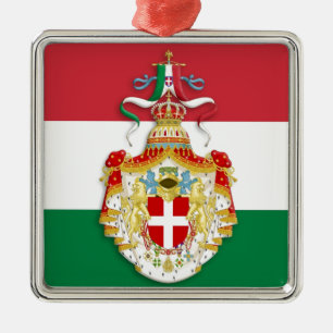 Italienische Flagge mit Abzeichen des Königreichs  Ornament Aus Metall
