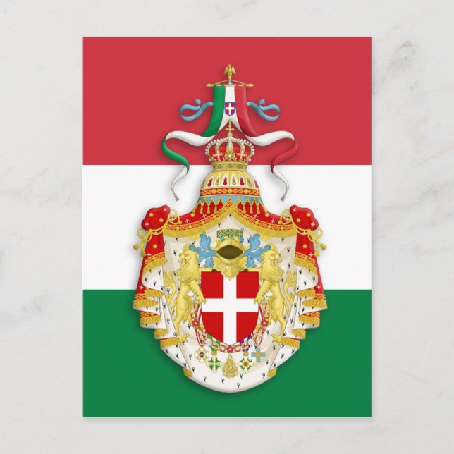 Italienische Flagge mit Abzeichen des Königreichs  Postkarte (Vorderseite)