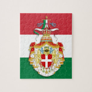 Italienische Flagge mit Abzeichen des Königreichs  Puzzle