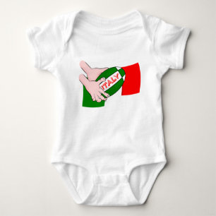 Italienische Flagge mit Cartoon-Rugby-Ball Baby Strampler