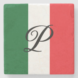 Italienische Flagge mit Monogramm Steinuntersetzer