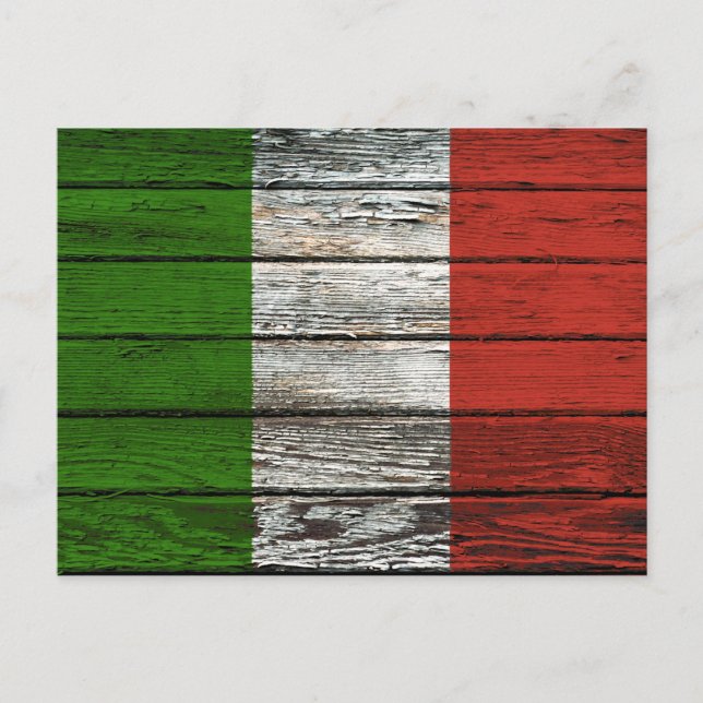 Italienische Flagge mit robustem Holzkörneffekt Postkarte (Vorderseite)