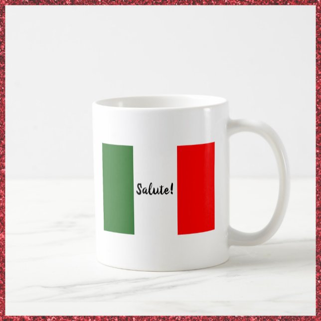 Italienische Flagge mit Salute Toast Rotes Grün Kaffeetasse (Von Creator hochgeladen)