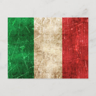 Italienische Flagge mit Vintagem Alter Postkarte