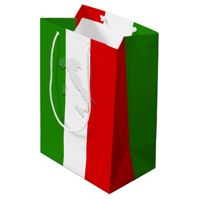 Italienische Flagge Mittlere Geschenktüte (Rückseite Schrägansicht)