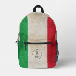 Italienische Flagge - Monogramm Bedruckter Rucksack