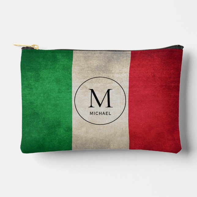 Italienische Flagge - Monogramm Zubehörtasche (Vorderseite)
