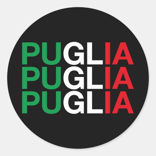 Italienische Flagge PUGLIA Runder Aufkleber (Vorderseite)