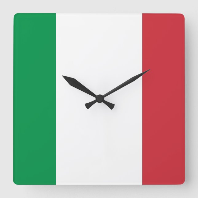 Italienische Flagge Quadratische Wanduhr (Vorderseite)