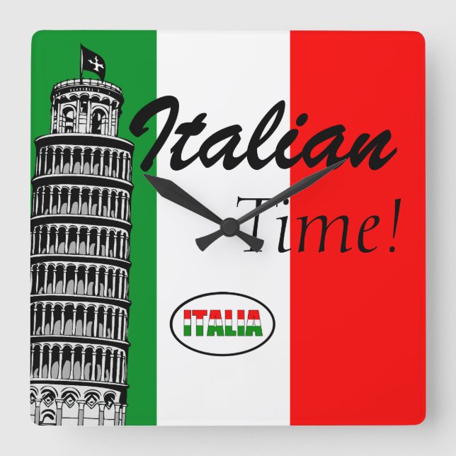 Italienische Flagge Quadratische Wanduhr (Vorderseite)