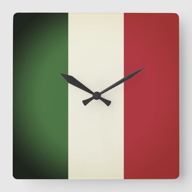 Italienische Flagge Quadratische Wanduhr (Vorderseite)