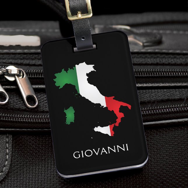 Italienische Flagge Red White Green Italia Karte Gepäckanhänger (italy map italian flag colors black luggage tag)
