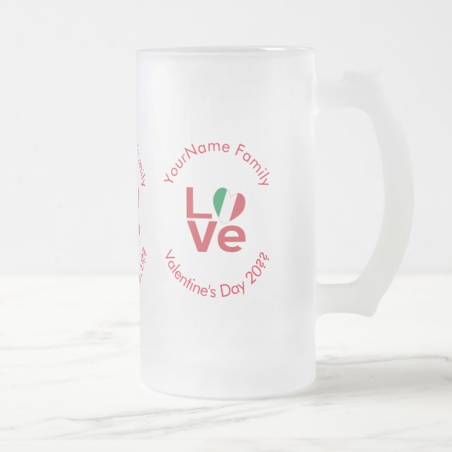 Italienische Flagge Rote Liebe Personalisiert Mattglas Bierglas (Rechts)