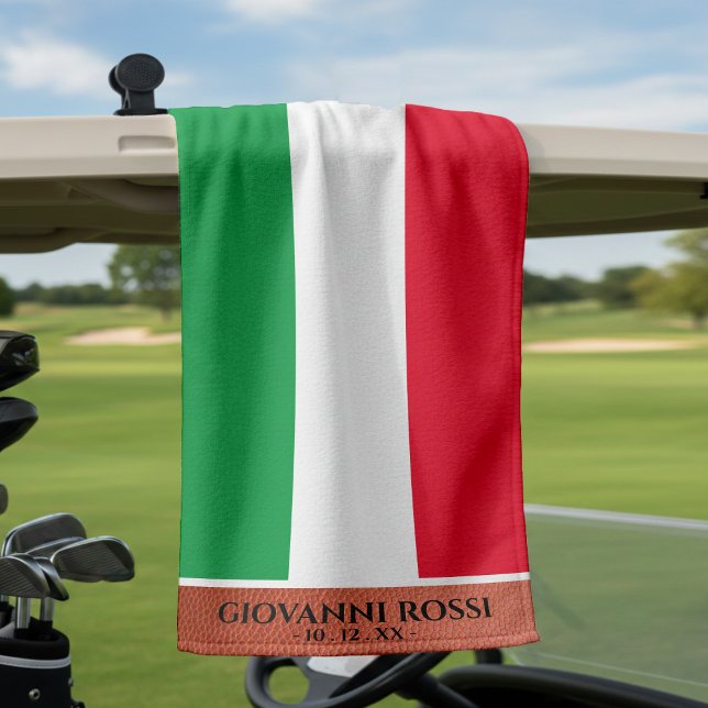 Italienische Flagge Roter weißer grüner Name Golfhandtuch (Von Creator hochgeladen)