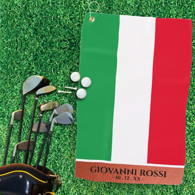 Italienische Flagge Roter weißer grüner Name Golfhandtuch (Italy Italian Flag Red White Green Name Golf Towel)