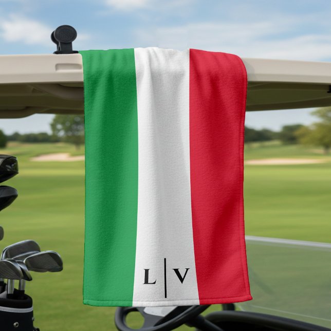 Italienische Flagge Rotes Weißes Grün Initialen Golfhandtuch (Von Creator hochgeladen)