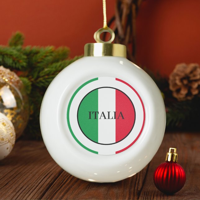 Italienische Flagge Rotes Weißes Grün Italien Keramik Kugel-Ornament (Italy Italian Flag Red White Green Italia Ceramic Ball Christmas Ornament)