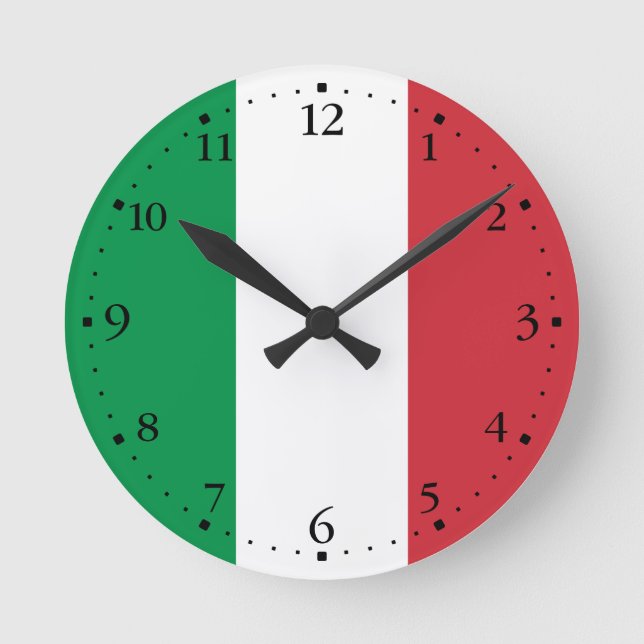 Italienische Flagge Runde Wanduhr (Vorderseite)