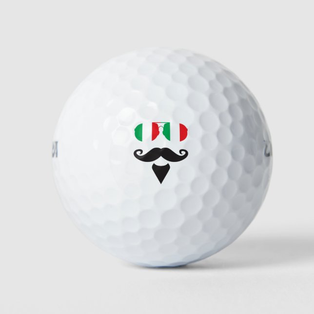 Italienische Flagge Sonnenbrille Mustache Golfball (Vorderseite)